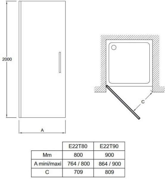 Е22T90-GA CONTRA Распашная дверь 90см. Фото 2