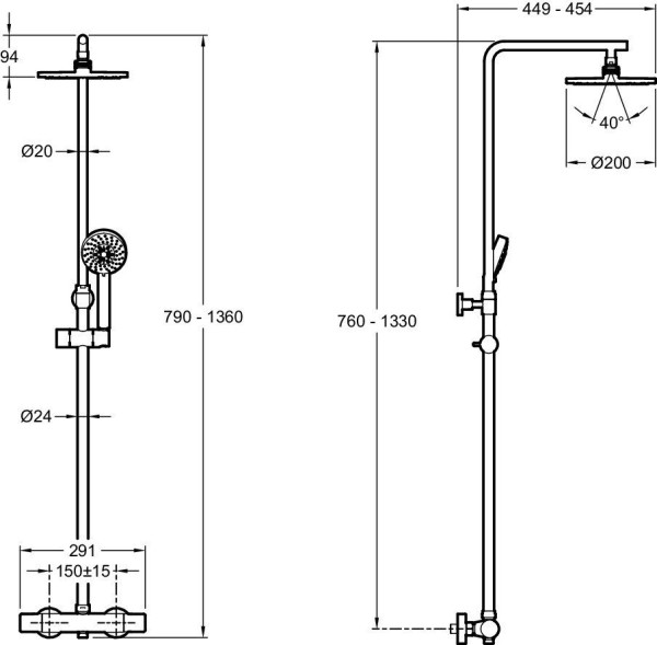 E24322-CP BRIVE 2 термостатическая душевая система. Фото 4