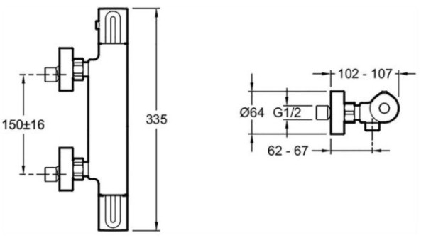 E24394-CP METRO термостатический смеситель для душа. Фото 3