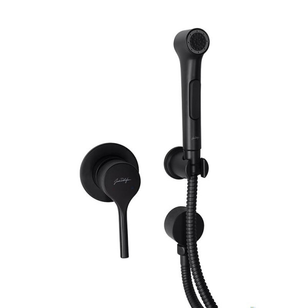 E24610-BL ELATE cмеситель с гигиеническим душем, матовый черный. Фото 1