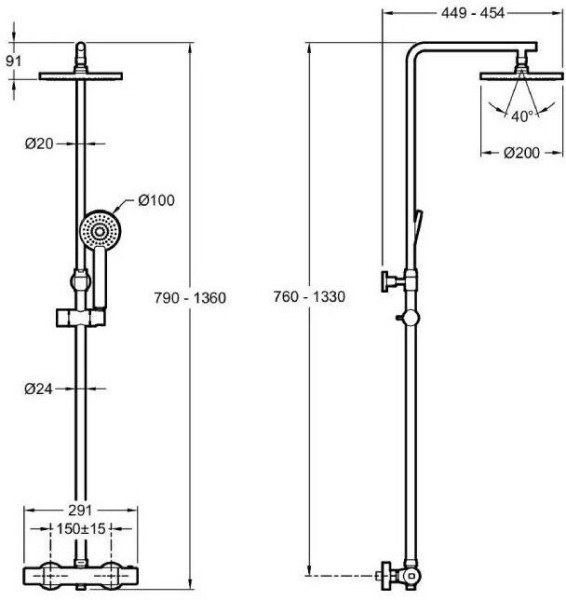 E25084-CP MARCEL термостатическая душевая колонна. Фото 3