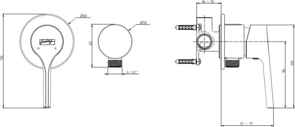 E25754-CP Elate смеситель для душа встроенный со шланговым подсоединением. Фото 2