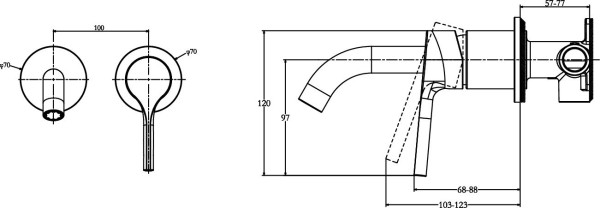 E28318-CP ELATE cмеситель для раковины на 2 отв.. Фото 2