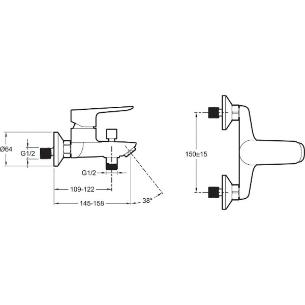 E29844-BL OSCAR смеситель для ванны матовый черный. Фото 2