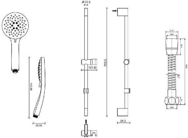 E32907-CP SALUTE душевой гарнитур 70 см. Фото 2