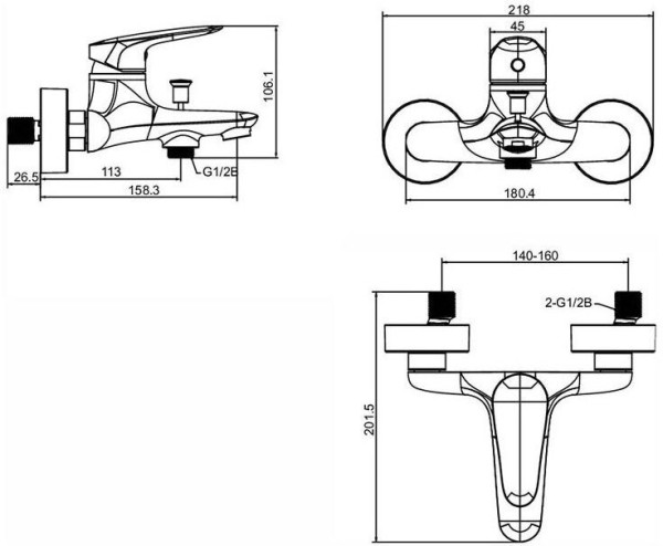 E32909-CP ELITE смеситель для ванны. Фото 2