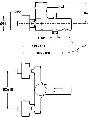 E45532-CP CUFF смеситель для ванны. Фото 3