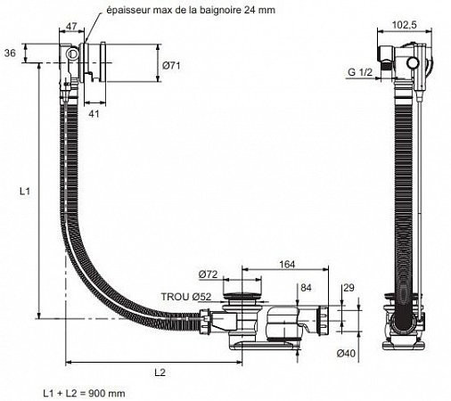 E6D134-CP Слив/перелив с функцией наполнения ванны (использовать с Modulo). Фото 2