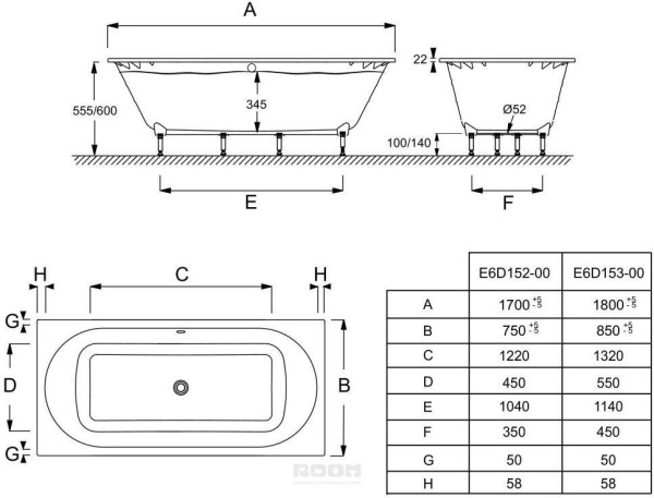 E6D153-00 Ванна ODEON RIVE GAUCHE 180X85. Фото 2