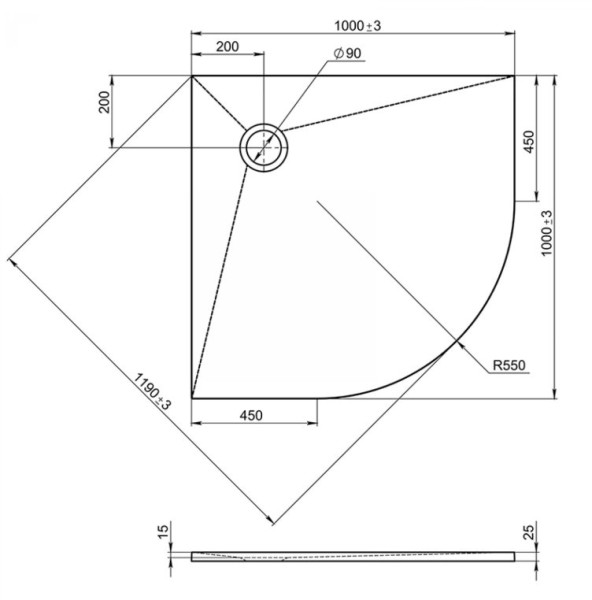 E6D330RU-WPM TOLBIAC Поддон из искуственного камня R 100 белый. Фото 2