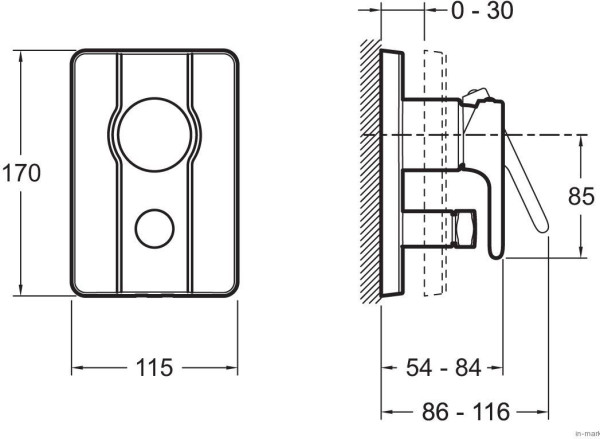 E98720-CP SINGULIER смеситель для ванны (внешняя часть). Фото 2