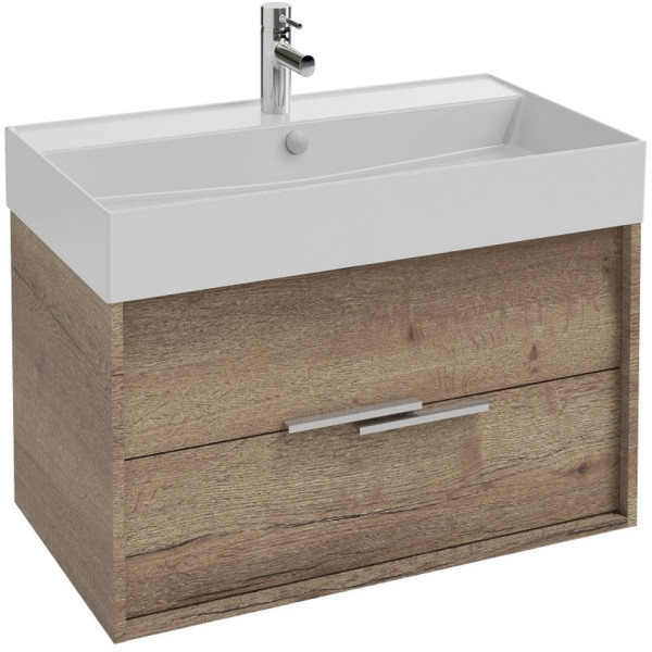 EB1667-E75-E75 VIVIENNE Тумба для раковины 80 см, к. дуб давос натуральный, ф. дуб давос натуральный. Фото 1