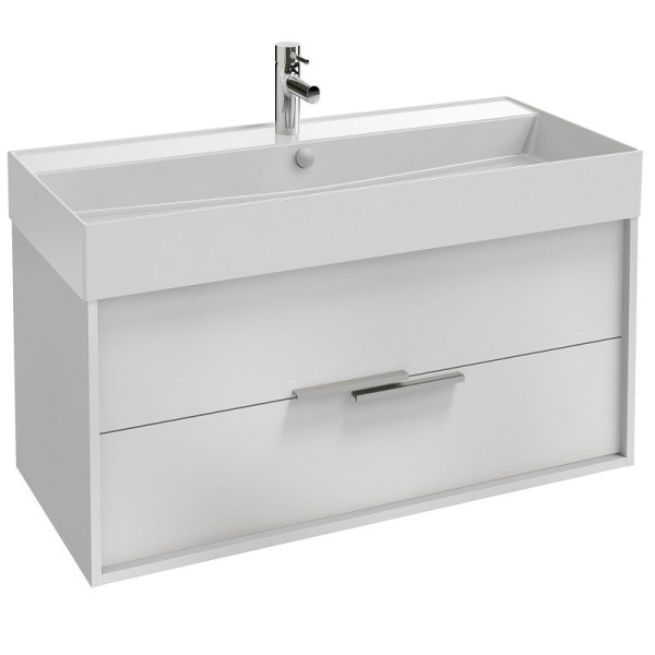 EB1668-J5-J5 VIVIENNE Тумба для раковины 100 см, к. белый блестящий, ф. белый блестящий. Фото 1