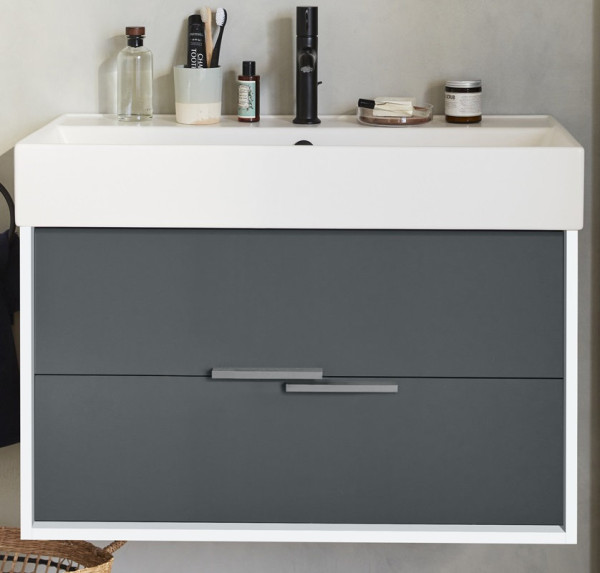 EB1668-J5-J54 VIVIENNE Тумба для раковины 100 см, к. белый блестящий, ф. серый матовый. Фото 3
