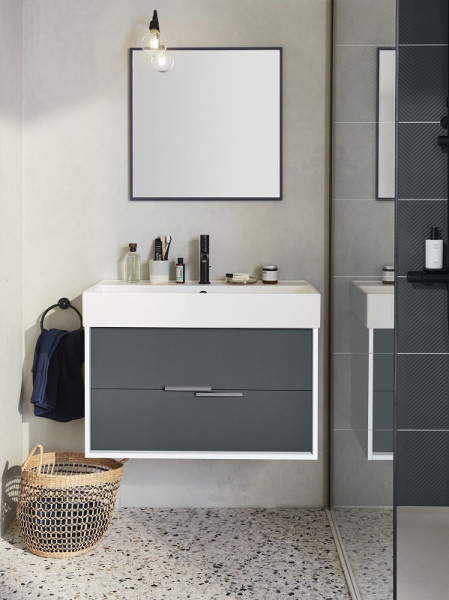 EB1668-J5-J54 VIVIENNE Тумба для раковины 100 см, к. белый блестящий, ф. серый матовый. Фото 4