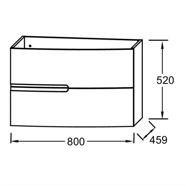 EB1888RU-G1C Nona Мебель с интегрированными ручками, глянцевый белый, 80 см, 2 ящика. Фото 2