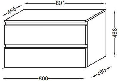 EB2061-RA-G1C VOX Дополнительный модуль (80 см) с 2 выдвижными ящичками, встроенные ручки, Белый, блестящий лак. Фото 2