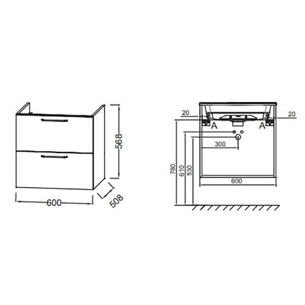 EB2520-R9-E52+EXBA112-Z-00 ODEON RIVE Мебель для раковины-столешницы, 60 см+Раковина 60 см. Фото 3