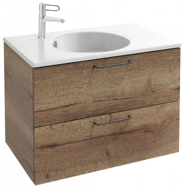 EB2522-R9-E52 ODEON RIVE GAUCHE Мебель для раковины-столешницы 80 см, 2 ящика, ручки Черные, цвет Дуб Табак. Фото 1