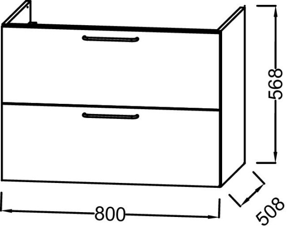 EB2522-R9-E52 ODEON RIVE GAUCHE Мебель для раковины-столешницы 80 см, 2 ящика, ручки Черные, цвет Дуб Табак. Фото 2