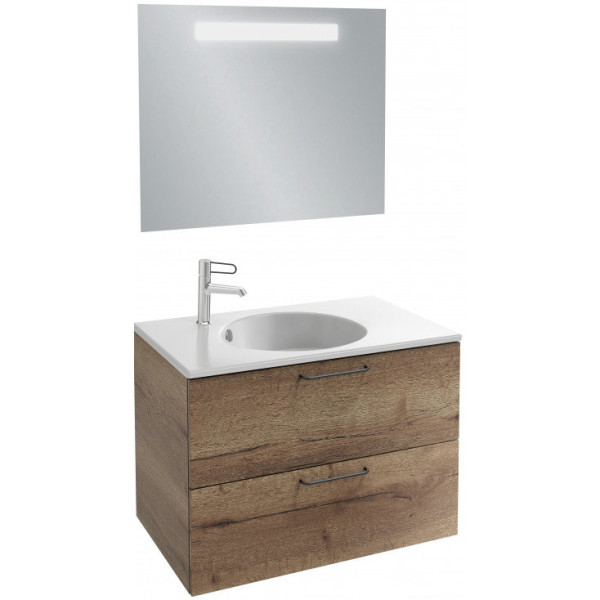 EB2522-R9-E52 ODEON RIVE GAUCHE Мебель для раковины-столешницы 80 см, 2 ящика, ручки Черные, цвет Дуб Табак. Фото 4