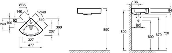 EGP112-00 Odeon RG Угловой рукомойник 34 см*34 см. Фото 2