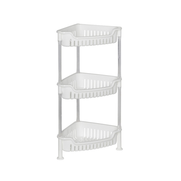 Этажерка угловая Fixsen Grampus трёхэтажная, пластик, белая (GR-7293). Фото 1