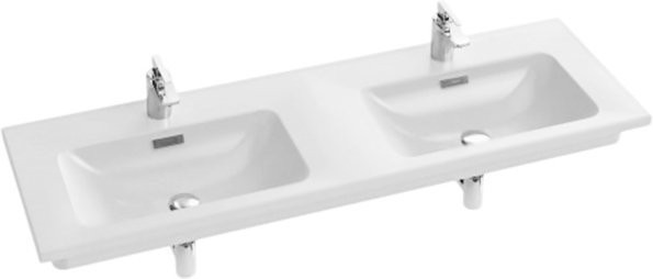 EXAA112-Z-00 Двойная подвесная раковина-столешница с гладкой нижней поверхностью140 х 46 см, Для установки на мебель. Фото 1