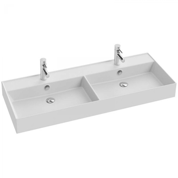 EXBL112-00 Vivienne, двойная раковина-столешница, 120 см, белая. Фото 1