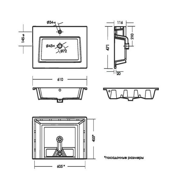 FAMILY 60 Умывальник мебельный, ВКС Белый S1 (WB.FN/Family/60-C/WHT.G/S1). Фото 4