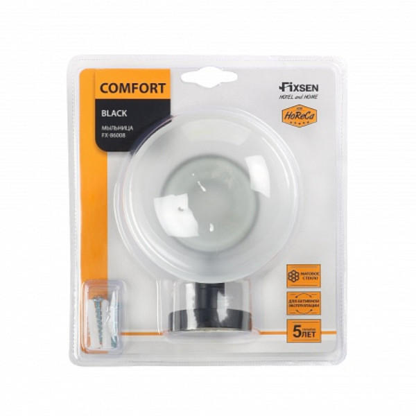 Fixsen COMFORT BLACK FX-86008 Мыльница стекло, черная. Фото 4