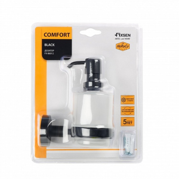 Fixsen COMFORT BLACK FX-86012 Дозатор жидкого мыла, черный. Фото 4