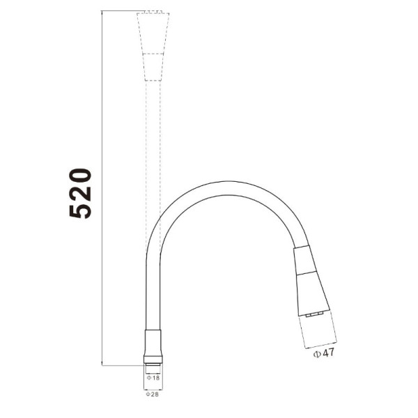 Гибкий излив для кухонного смесителя Savol S-MCG-H, черный. Фото 2