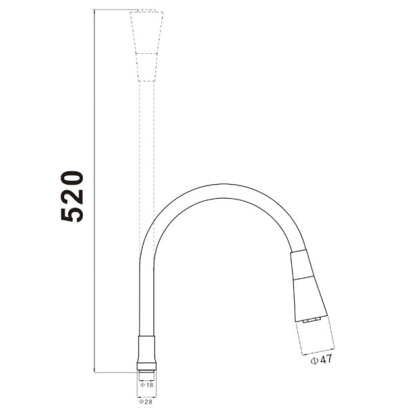 Гибкий излив для кухонного смесителя Savol S-MCG-Q, серый. Фото 2