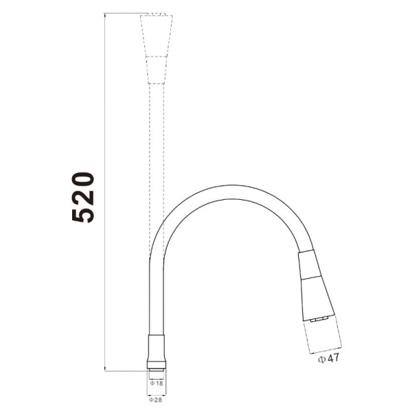 Гибкий излив для кухонного смесителя Savol S-MCG01, черный. Фото 2