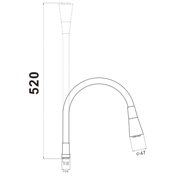 Гибкий излив для кухонного смесителя Savol S-MCG02, белый. Фото 2