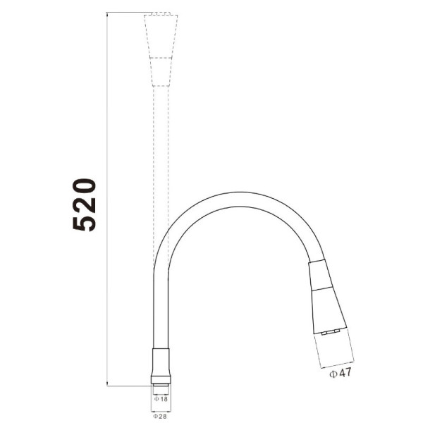 Гибкий излив для кухонного смесителя Savol S-MCG04, серый. Фото 2