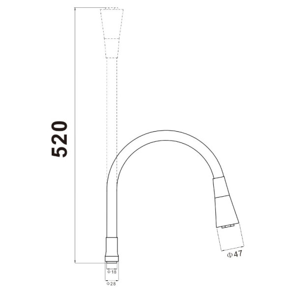 Гибкий излив для кухонного смесителя Savol S-MCG04L, серый. Фото 2