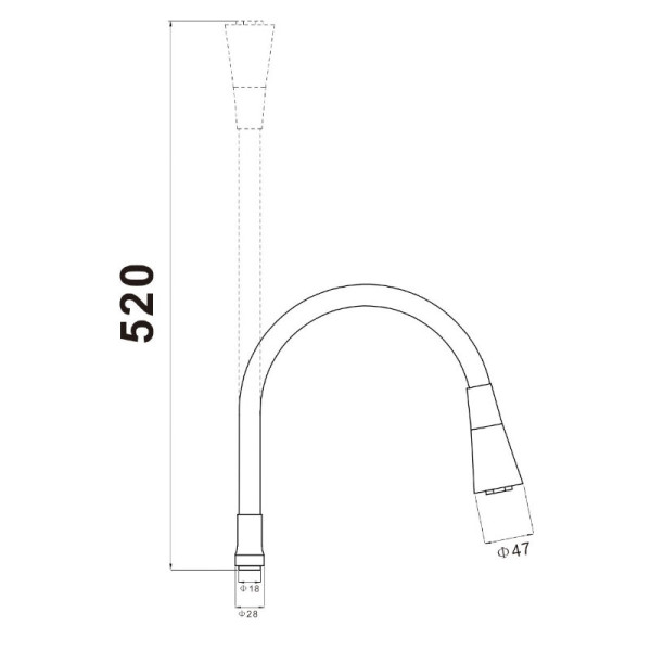 Гибкий излив для кухонного смесителя Savol S-MCG12L, бежевый. Фото 2