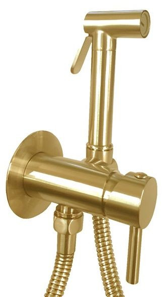 Гигиеническая лейка Paffoni ZDUP110HGSP золото медовое брашированное. Фото 1