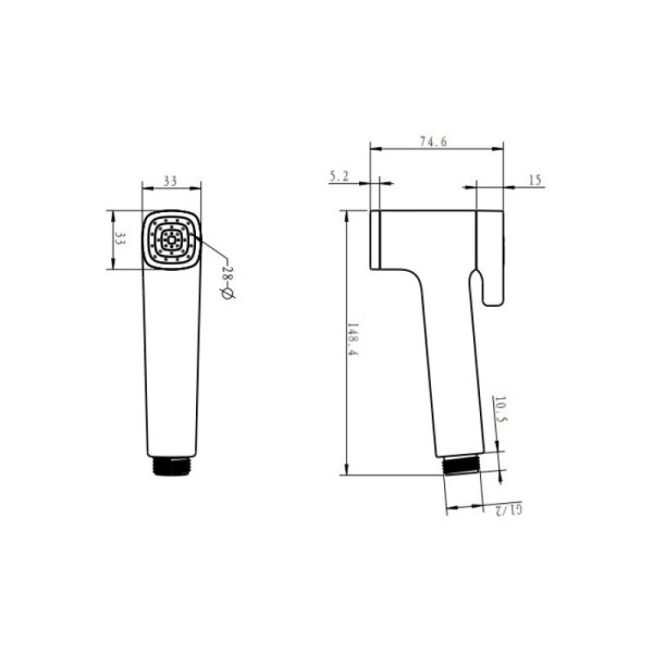 Гигиеническая лейка Rose RH83T, оружейная сталь. Фото 2