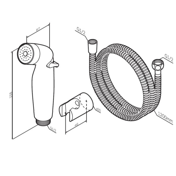 Гигиеническая лейка со шлангом и держателем. Фото 4
