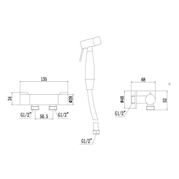 Гигиенический душ без смесителя Fmark FS-FXQ03C, матовое золото. Фото 2