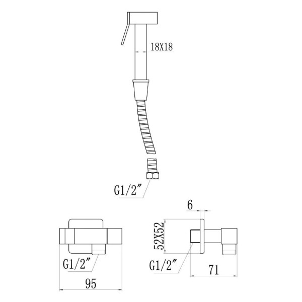 Гигиенический душ без смесителя Savol S-FXQ009W, белый. Фото 2