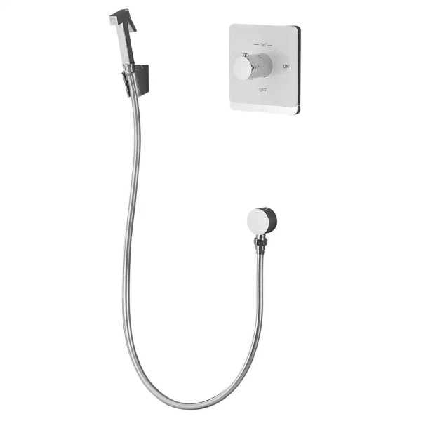 Гигиенический душ с термостатом Rose R105C, белый/хром. Фото 1