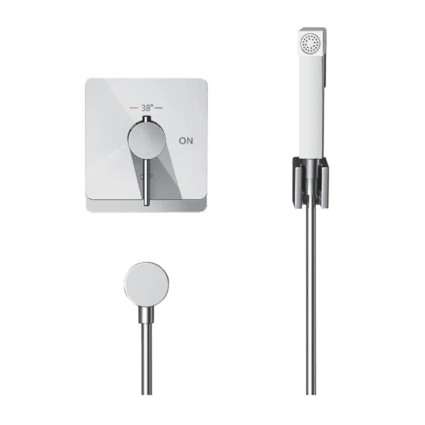 Гигиенический душ с термостатом Rose R105C, белый/хром. Фото 8