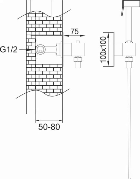Гигиенический душ с термостатом Rose R965H, черный. Фото 2