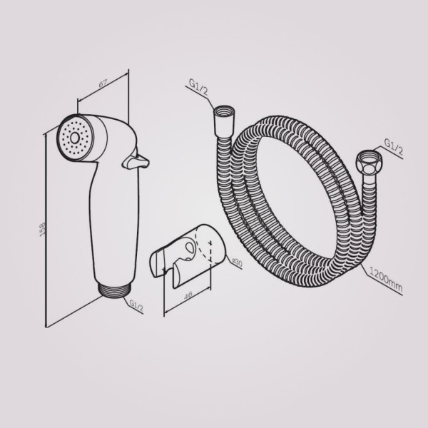 Гигиенический душ со шлангом и держателем. Фото 4