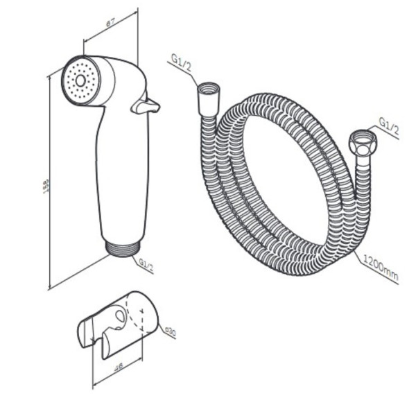 Гигиенический душ со шлангом и держателем. Фото 6