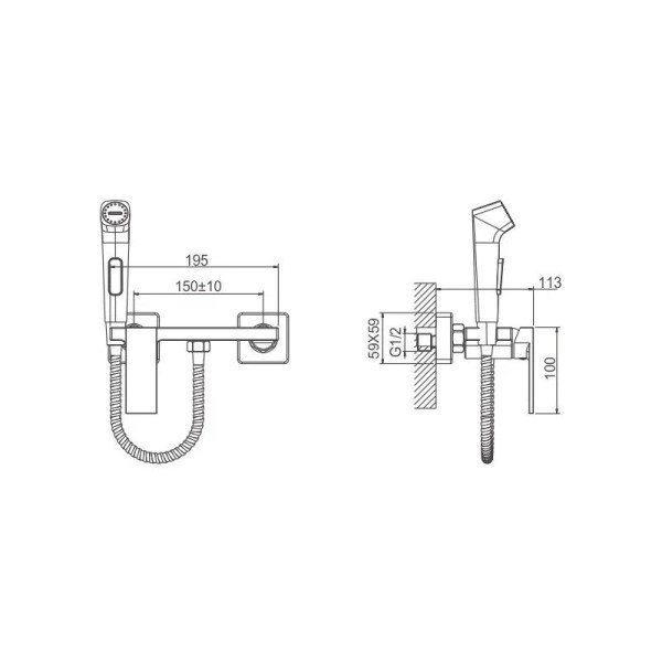 Гигиенический душ со смесителем BELZ B55653-5, матовое золото. Фото 2